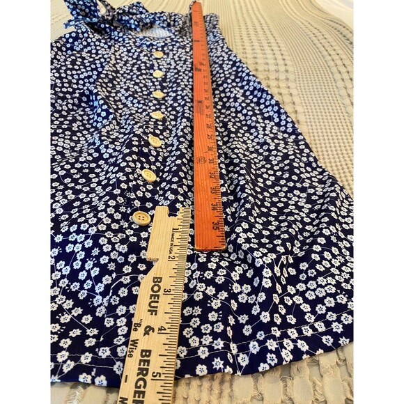 Summer Dress Navy Blue Size Large Spagetti Strap Keyhole  Front Smocking Boho - Picture 10 of 12